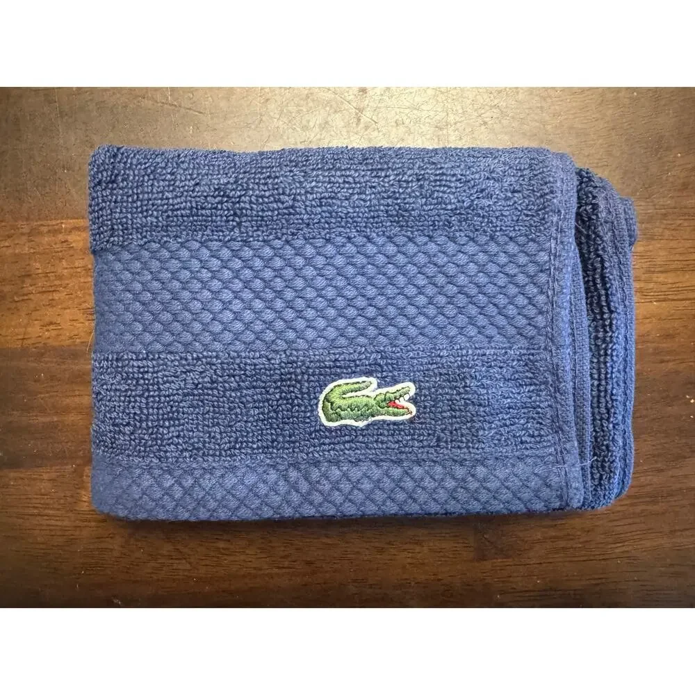 Lacoste Navy Home Heritage Antimicrobial Supima cotton washcloth 13x13 inch NIP